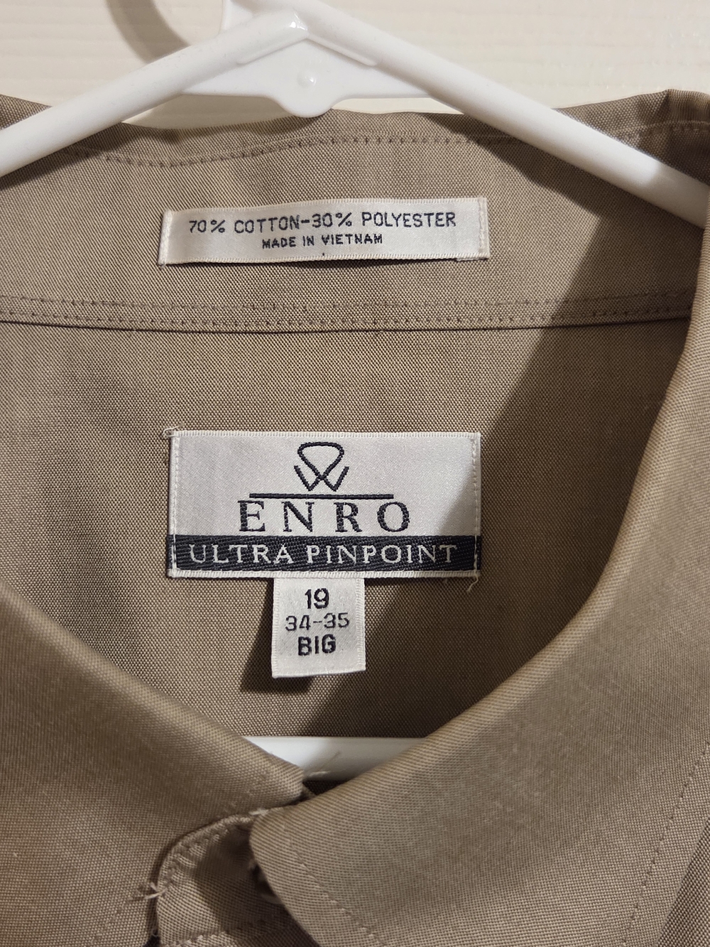 ENRO Men's Tan Ultra Pinpoint Button-Down Shirt